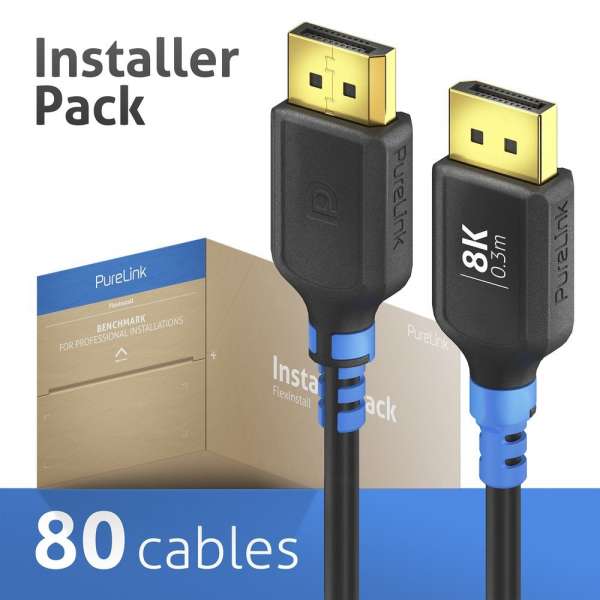 FlexInstall DP Kabel 8K, 0.30m - Installer Pack 80 stk.