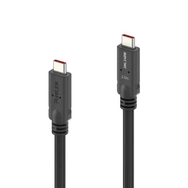 USB-C auf USB-C Kabel mit E-marker USB4 Gen2x2 20Gbps, 240W - PureInstall 2.00m