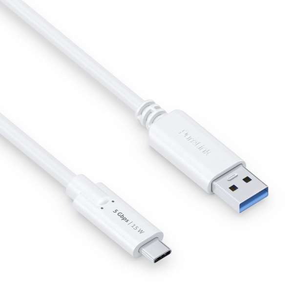 USB-C auf USB-A Kabel - 3.1 Gen 1, 3A/5V/15W, 5G - iSerie - weiß - 1,00m
