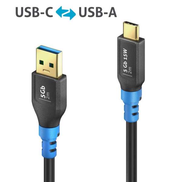 FlexInstall USB-C auf USB-A Kabel USB 3.2 Gen1x1 5Gbps 2.00m