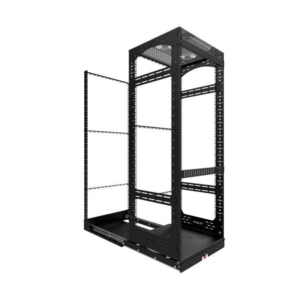 19" Auszieh- und drehbares Rack 28RU, 200kg Traglast, 490B x 510T x 1320H