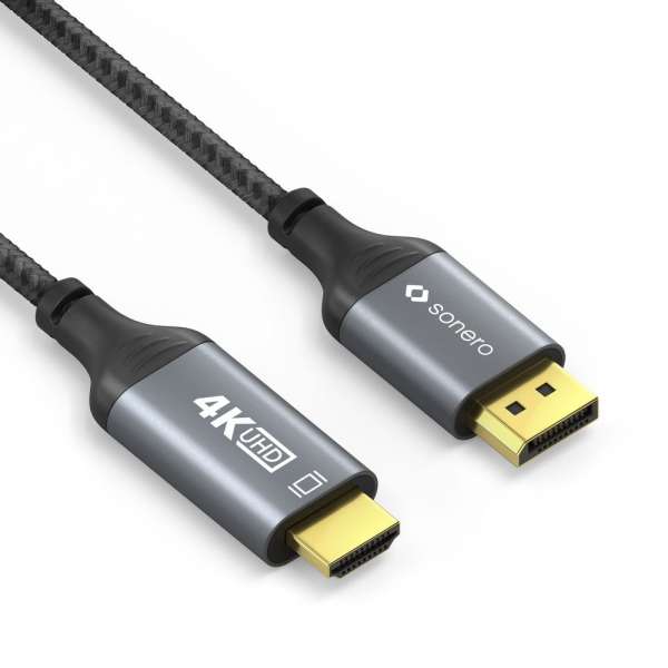 DisplayPort auf HDMI Kabel - 4K60 - grau/schwarz - 2,00m