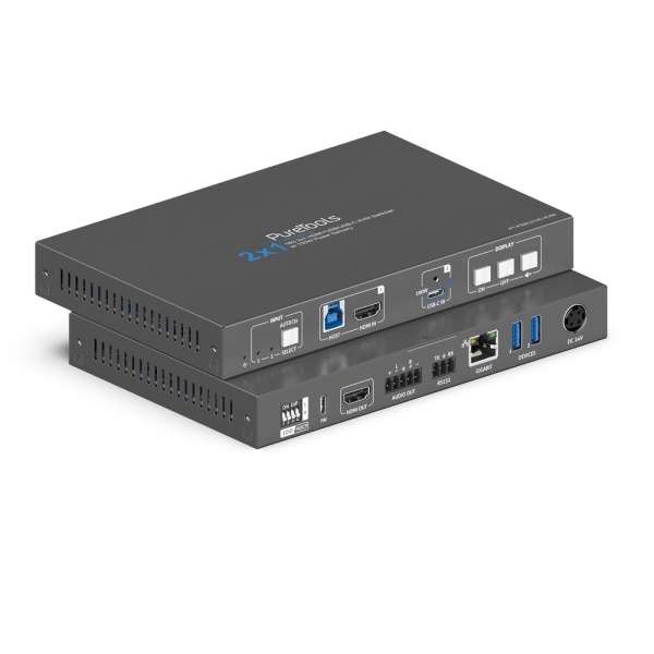 PureTools - 2x1 USB-C / HDMI KVM Switcher - 4K (60Hz 4:4:4) HDMI+USB / USB-C mit 100W PD