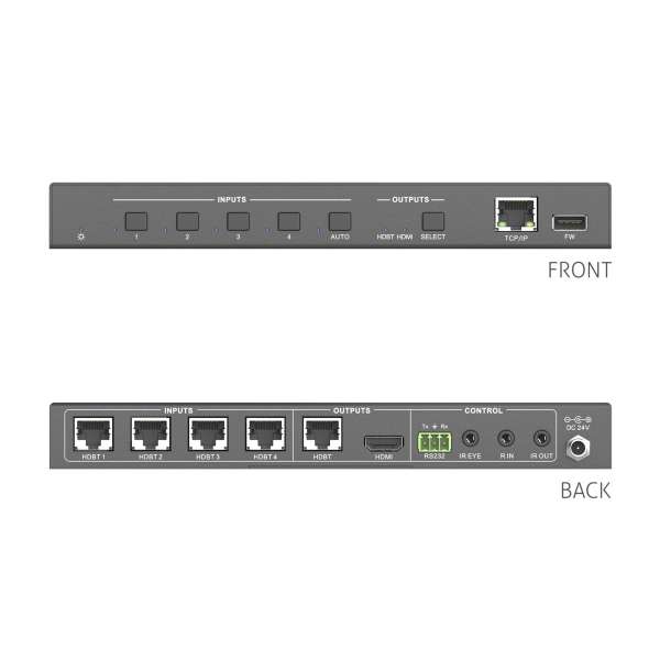 PureTools - HDBaseT Switcher 4x1 mit HDMI Ausgang, 4K (60Hz 4:2:0)