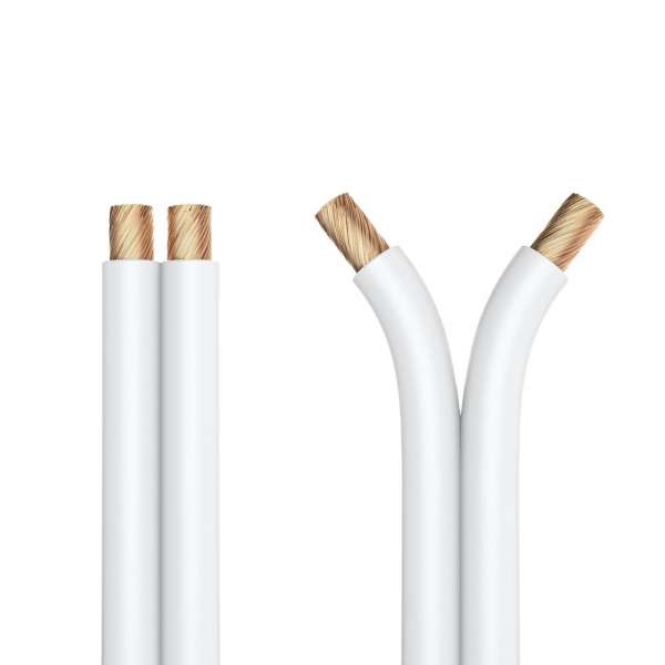 PureLink Lautsprecherkabel OFC 2x1,50mm² (0,10mm), 20,0m, weiß mit blauer Kennlinie