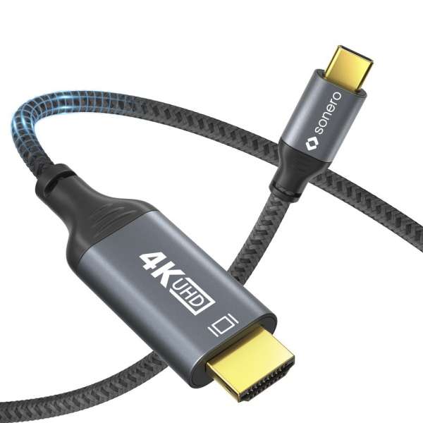 USB-C auf HDMI Kabel - 4K60, 18Gbps - grau/schwarz - 2,00m