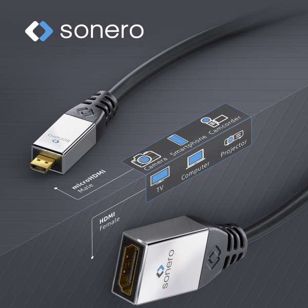 sonero Micro HDMI auf HDMI Adapter Kabel 0,25m