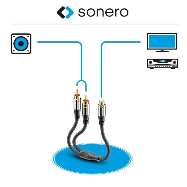 sonero 2x Cinch auf Cinch Subwoofer Adapter Kabel 0,25m