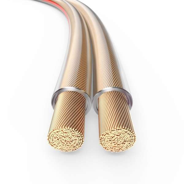 PureLink Lautsprecherkabel OFC 2x1,50mm² (0,20mm), 30,0m, transparent mit roter Kennlinie