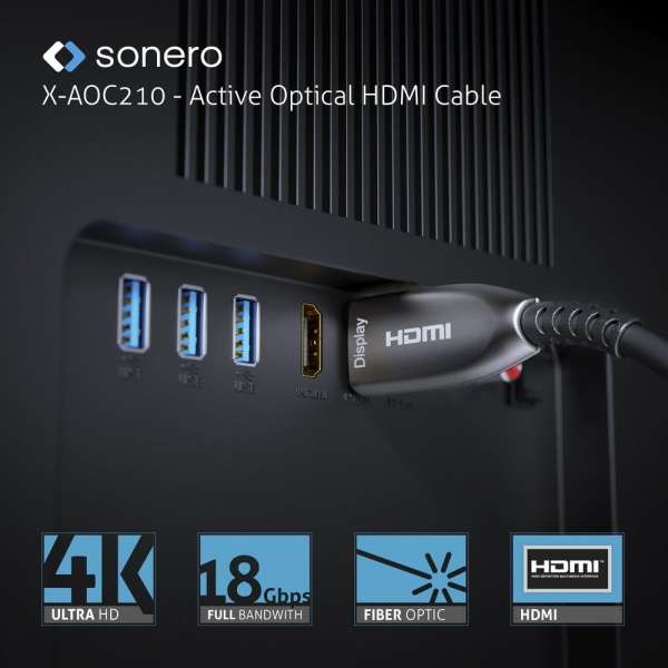 sonero Aktives HDMI 4K AOC Extender Kabel - 50m