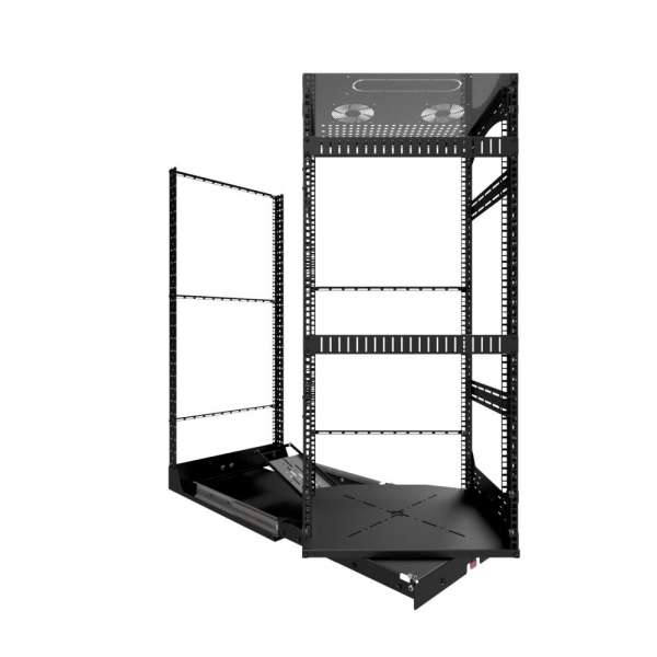 19" Auszieh- und drehbares Rack 24RU, 130kg Traglast, 490B x 608T x 1148H