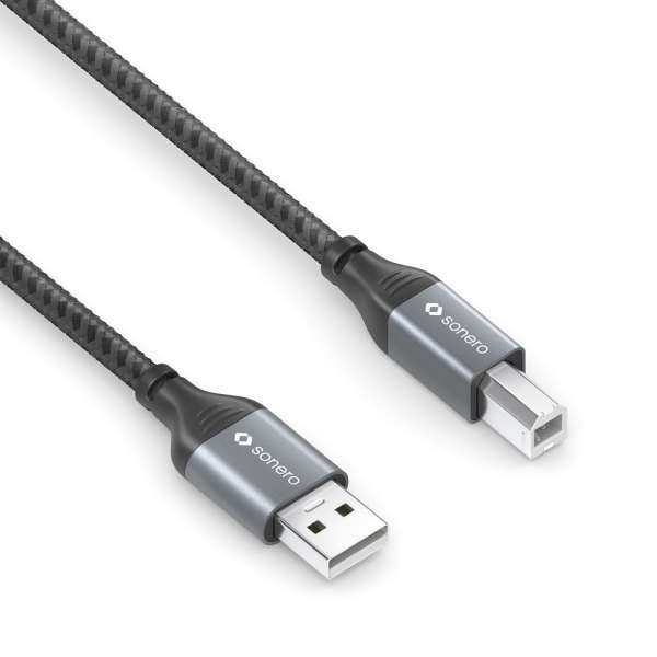 sonero USB 2.0 Kabel - A/B - Aluminium - space grey/schwarz - 5,00m