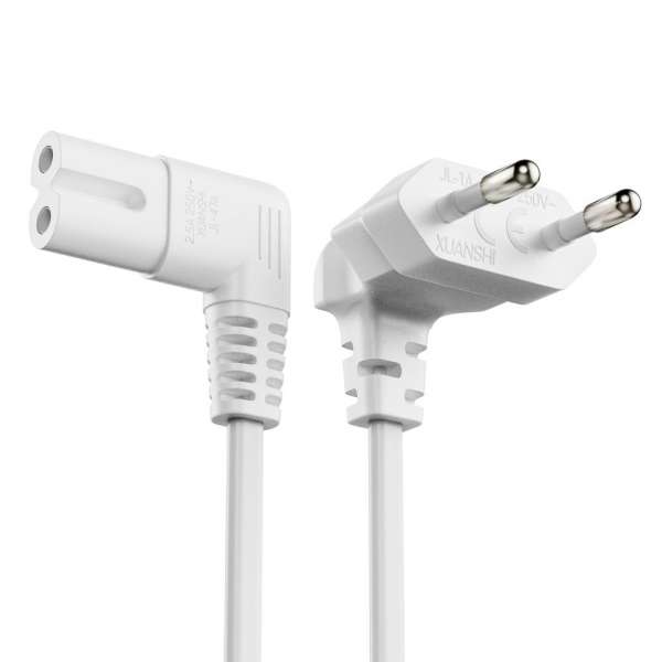 Netzkabel - Euro Stecker 90° auf IEC Buchse (C7) 90° - 0.50m - weiß