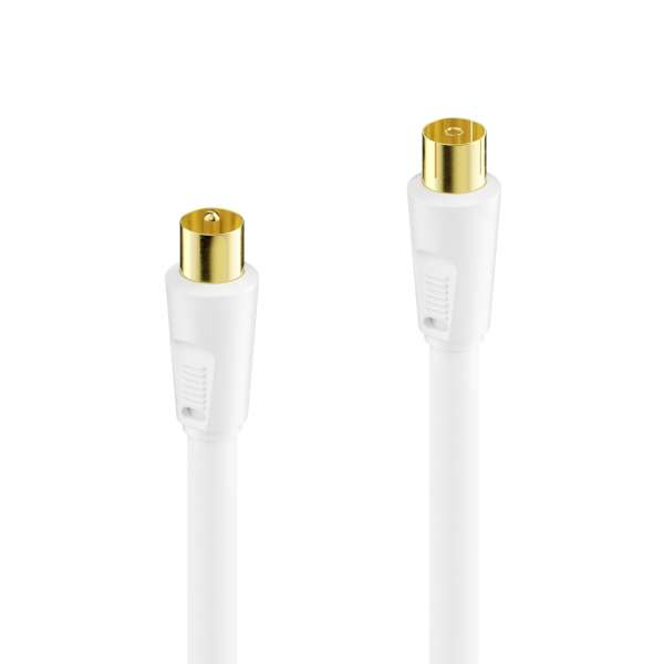 Sonero Antennenkabel IEC Stecker /IEC Buchse mit Ferrite 1,00m, weiß