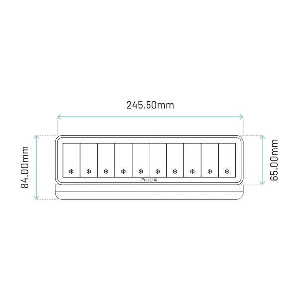 mediahub2 - 10 -Slot, freistehend, On-Table Design - schwarzes Gehäuse und mattschwarze Module. 3 Steckdosen + 65W PD-Modul + 2 Leerplätze. Buchse - DE. Stecker - Wieland GST18