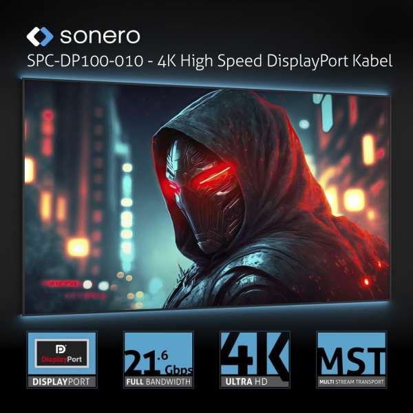 DisplayPort auf DisplayPort Kabel - 4K60 - grau/schwarz - 2,00m