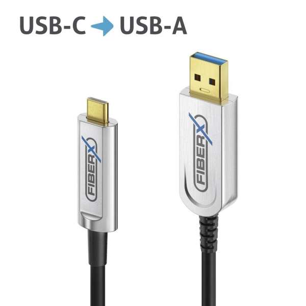 FiberX Serie - USB 3.1 Glasfaser Kabel - USB-A auf USB-C - 10m
