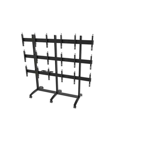 Mobiler Video-Wall Trolley, Modular 3x3 für 42-47" Bildschirme, Querformat