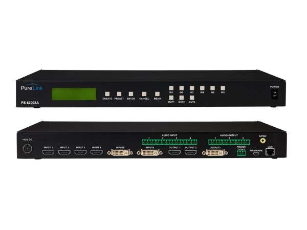 HDTools 6x3 Präsentations Switcher mit eingebautem 4x3 Audio Matrix Switching - Full HD