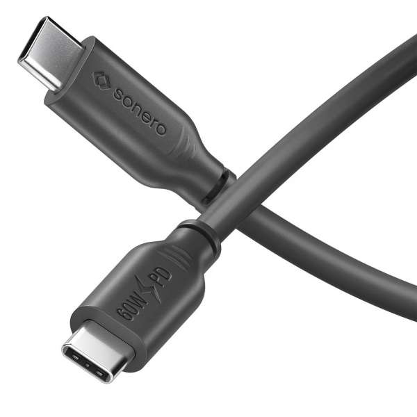 USB-C auf USB-C Ladekabel - USB 2.0, 60W PD - schwarz - 1,00m