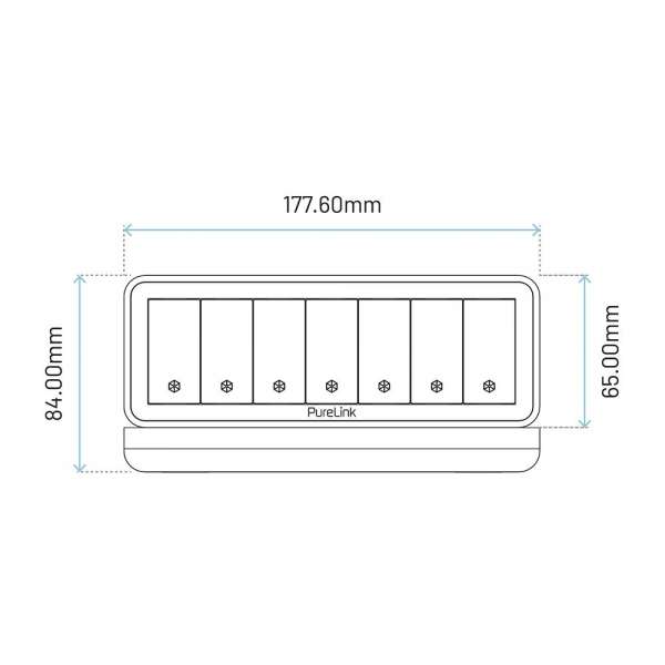 mediahub2 - 7 -Slot, freistehend, On-Table Design - space-grey Gehäuse und mattschwarze Module. 2 Steckdosen + 3 Leerplätze. Buchse - DE. Stecker - Wieland GST18