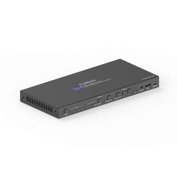 PureTools - 2x4 HDMI 2.1 Splitter / Switcher - 48Gbps - 8K (60Hz 4:2:0) 12 bit, Audio De-Embedding und Signal Management