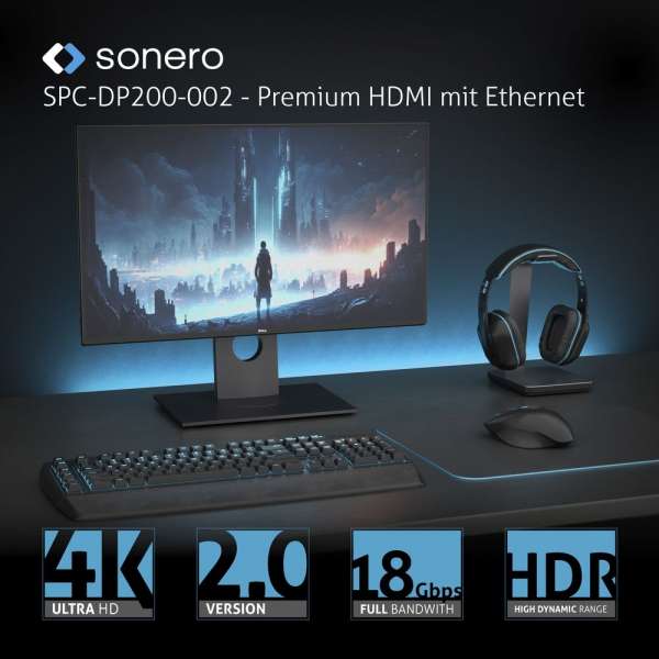 DisplayPort auf HDMI Adapter - 4K60 - grau/schwarz - 0,10m