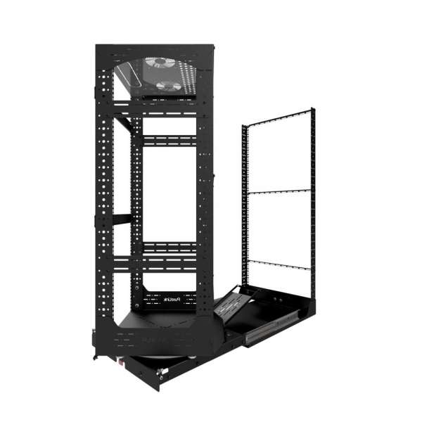 19" Auszieh- und drehbares Rack 24RU, 130kg Traglast, 490B x 608T x 1148H