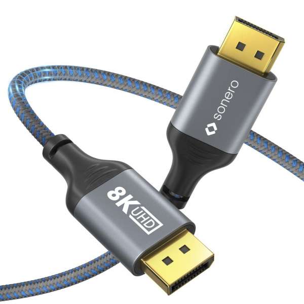 DisplayPort auf DisplayPort Kabel - 8K60 - grau/blau - 1,00m