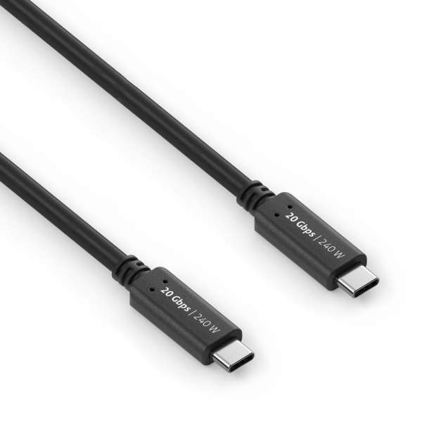 USB-C auf USB-C Kabel - USB4 Gen 2x2, 5A, EPR 240W, 20G, DP Alt Mode - iSerie - schwarz - 0,50m