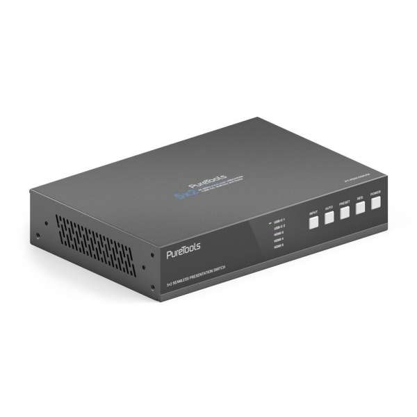 PureTools - PT-PSW-52KVM Transmitter - 18Gbps USB-C KVM-Switcher mit Dante und Multiview, 4K (60Hz 4:4:4) über USBC / HDMI+USB, inkl. Multiview und Dante