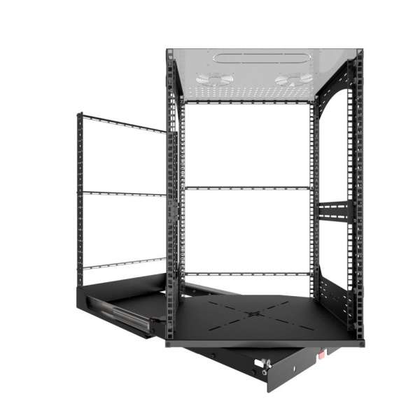 19" Auszieh- und drehbares Rack 16RU, 130kg Traglast, 490B x 498T x 792H