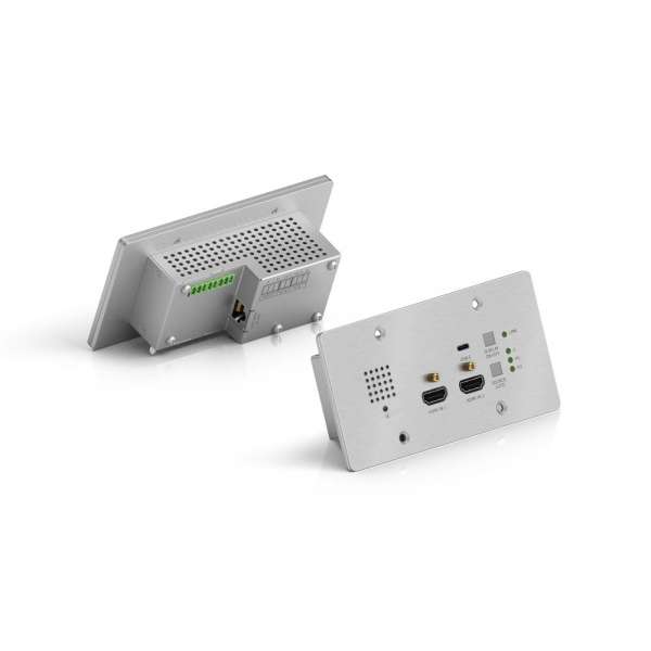PureTools - HDBaseT Wallplate Transmitter mit Rahmen, 2x HDMI & USB-C Eingänge, 4K, 40m 4K / 70m 1080p
