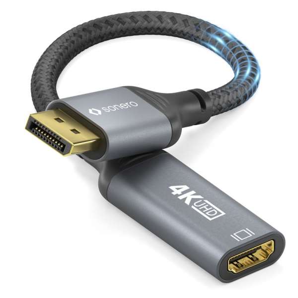DisplayPort auf HDMI Adapter - 4K60 - grau/schwarz - 0,10m