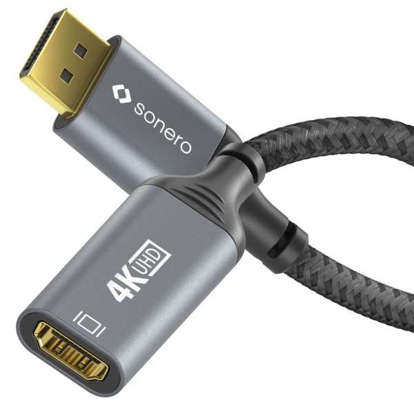 DisplayPort auf HDMI Adapter - 4K60 - grau/schwarz - 0,10m