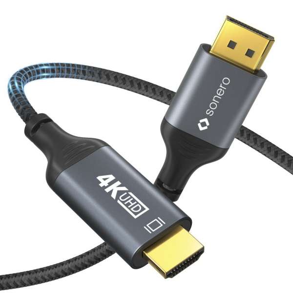 DisplayPort auf HDMI Kabel - 4K60 - grau/schwarz - 2,00m