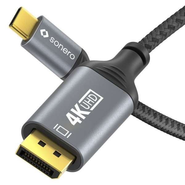 USB-C auf DisplayPort Kabel - 4K60, 21,6Gbps - grau/schwarz - 2,00m