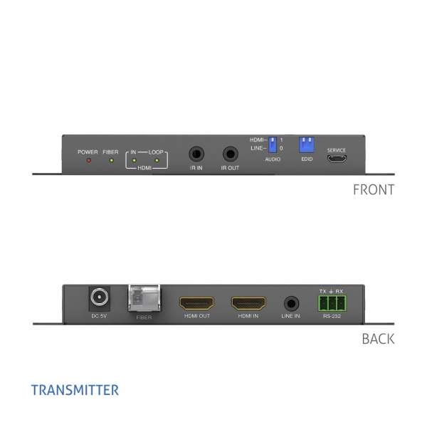 PureTools - HDMI 2.0 Fiber Extender Set - HDMI Fiber Extender 4K (60Hz 4:4:4) mit Audio Insertion und Extraktion