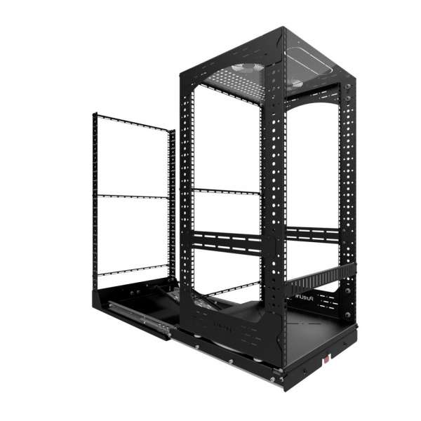 19" Auszieh- und drehbares Rack 20RU, 200kg Traglast, 490B x 608T x 963H