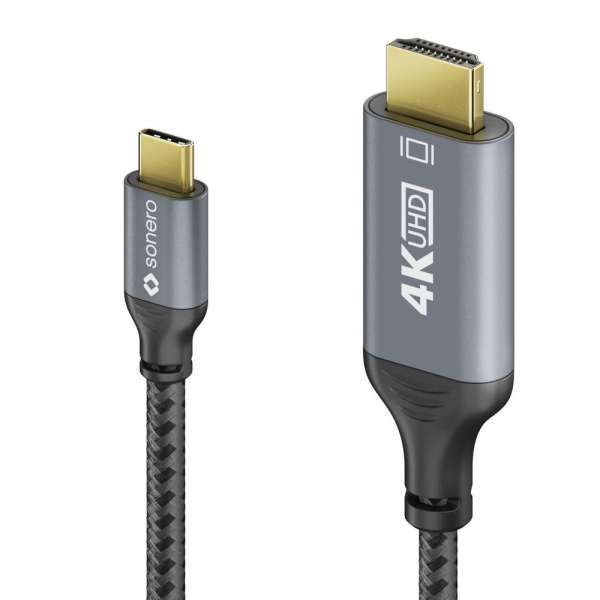 USB-C auf HDMI Kabel - 4K60, 18Gbps - grau/schwarz - 1,00m