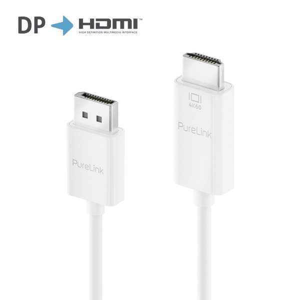 DisplayPort auf HDMI Kabel - 4K60 - iSerie - weiß - 2,00m