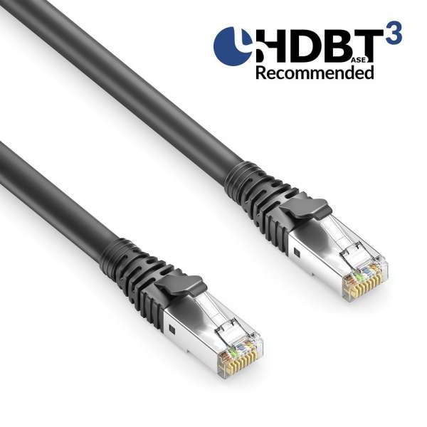 HDBaseT3-zertifiziertes CAT 6A Patchkabel. S/FTP - LSOH - AWG 23 - schwarz - 30,0m