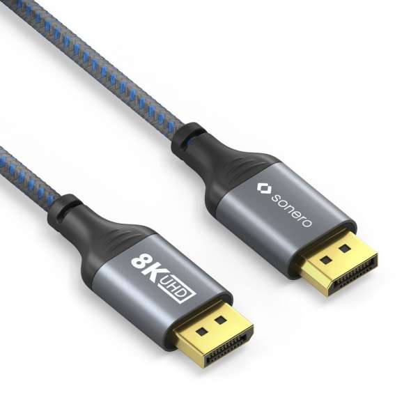 DisplayPort auf DisplayPort Kabel - 8K60 - grau/blau - 3,00m