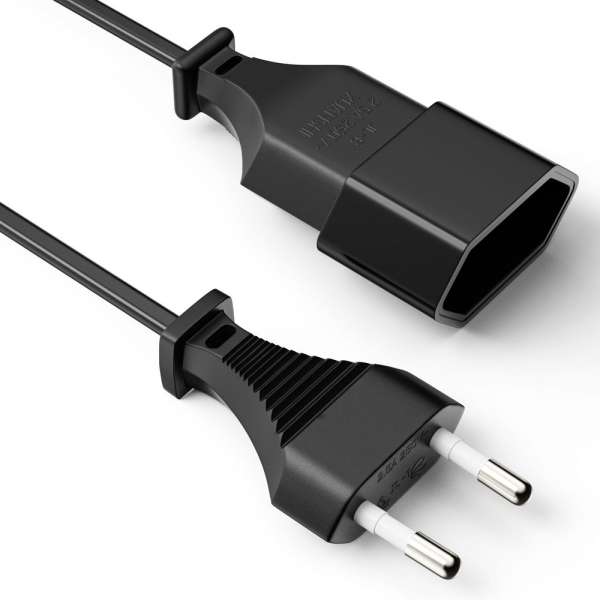 Netzkabel Verlängerung - Euro Stecker gerade auf Euro Buchse gerade. Schwarz. 5,00m