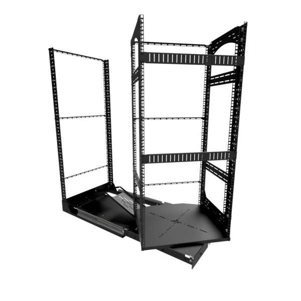 19" Auszieh- und drehbares Rack 24RU, 130kg Traglast, 490B x 608T x 1148H