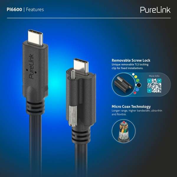 USB-C auf USB-C Kabel mit E-marker USB4 Gen2x2 20Gbps, 240W - PureInstall 1.50m