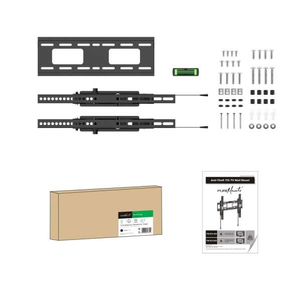 PureMounts® TV Halterung mit verstellbaren Armen gegen Diebstahl - VESA 400x400, schwarz