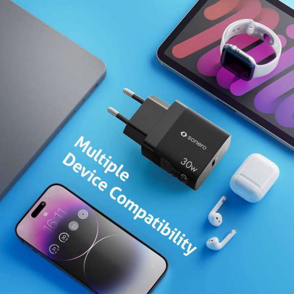 sonero USB-C GaN Ladegerät - 1 Port - 30W PD - schwarz