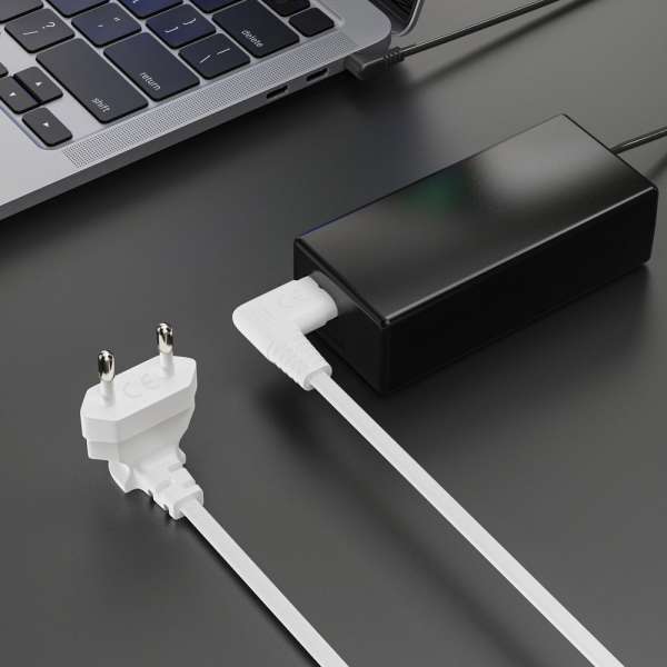 Netzkabel - Euro Stecker 90° auf IEC Buchse (C7) 90° - 5.00m - weiß