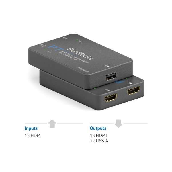 PureTools - HDMI2.0 Video Capture - 4K 60Hz HDMI to USB3.2 Conversion Tool, HDMI 2.0 (18Gbps) to USB 3 (5Gbps) mit HDMI Loop Out